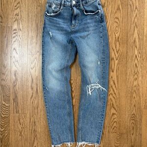 Zara Blue Distressed Boyfriend Jeans